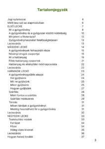 A gyógynövényismereti e-book 1. részének tartalomjegyzéke