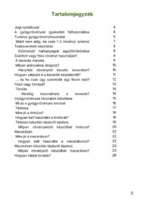 A gyógynövényismereti e-book 2. részének tartalomjegyzéke